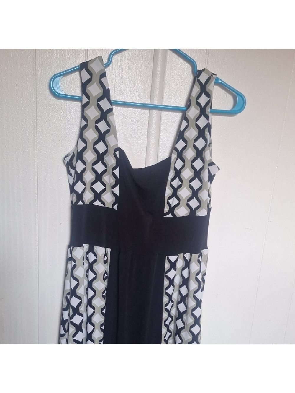 Jonathan Martin Black and White Patterned Midi Dress